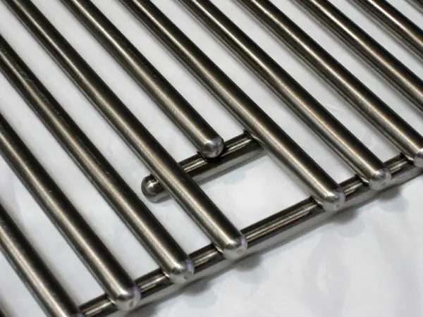 Close-up of clean stainless grate rods